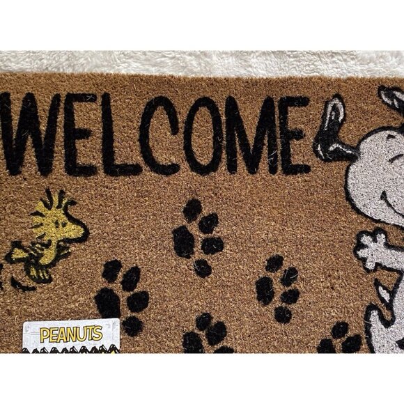 Peanuts Snoopy Woodstock Paw Prints Welcome Outdoor Coir Mat 18” X 28” NEW - Picture 6 of 8